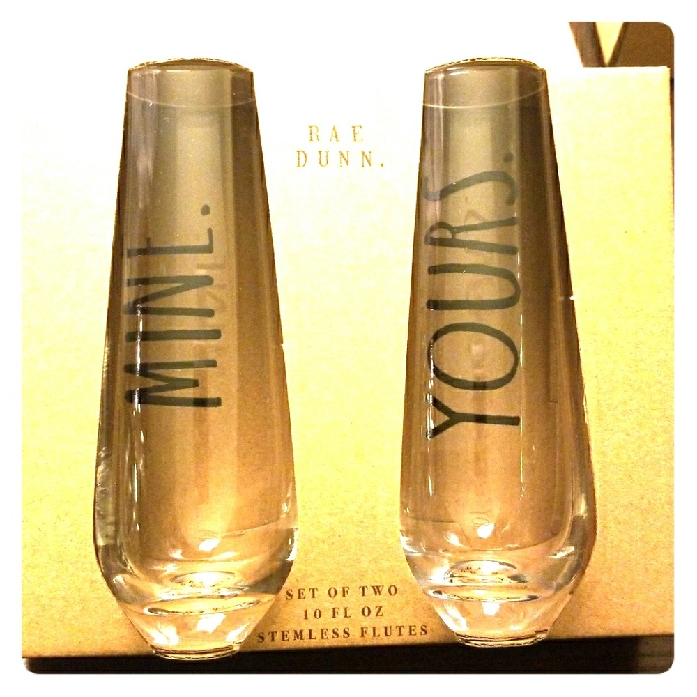 Rae Dunn "Mine. Yours" 2 piece Flute Set